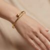 Anti‑Tarnish Gold Plated Nail Cuff Bracelet | Modern Minimal Luxury Bracelet for Women