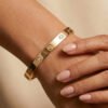 Gold Plated Anti‑Tarnish Love Band Bracelet | Luxury Modern Minimal Bracelet for Women