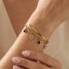 Gold Plated Anti‑Tarnish Evil Eye Charm Bracelet | Luxury Modern Minimal Bracelet for Women