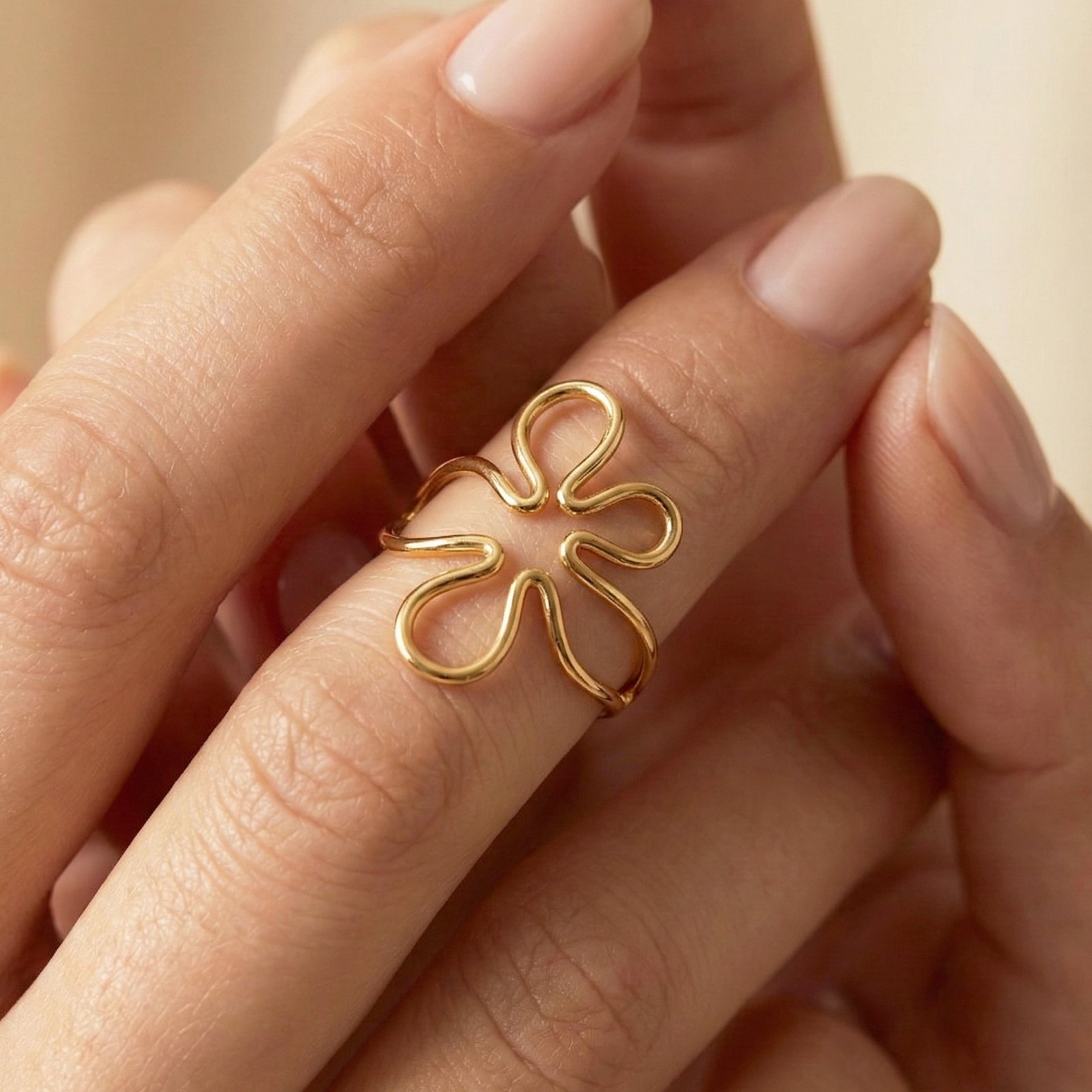 Aurla Bloom Curve Gold Plated Ring – Anti‑Tarnish Luxury Ring for Women - Image 2